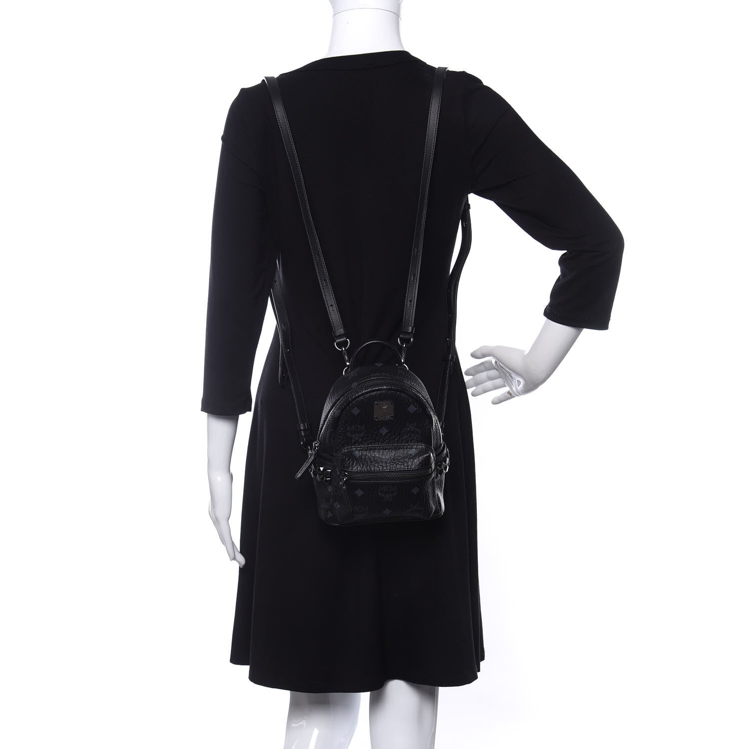 MCM Visetos Side Stud X-Mini Stark Bebe Boo Backpack Black 2 of 9