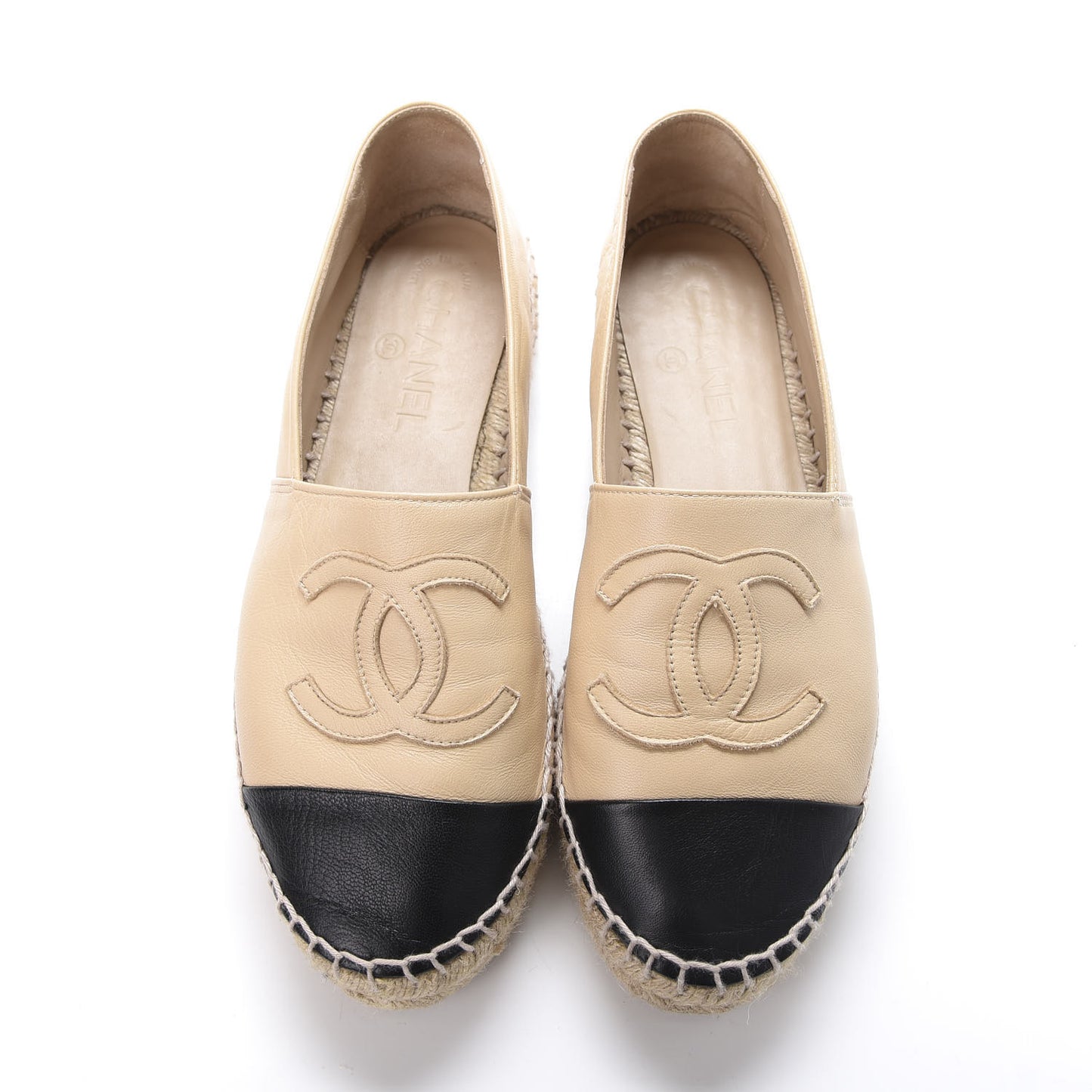 Lambskin CC Espadrilles 37 Beige Black