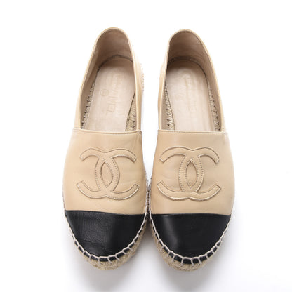 Chanel Lambskin CC Espadrilles 37 Beige Black 6 of 12