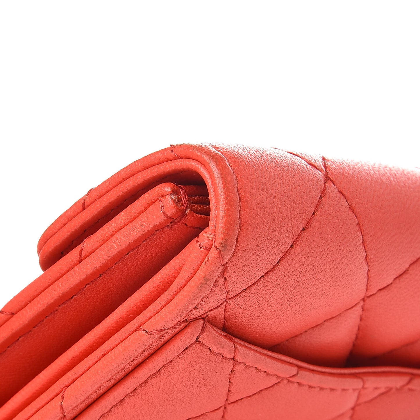 Lambskin Quilted Card Holder Red