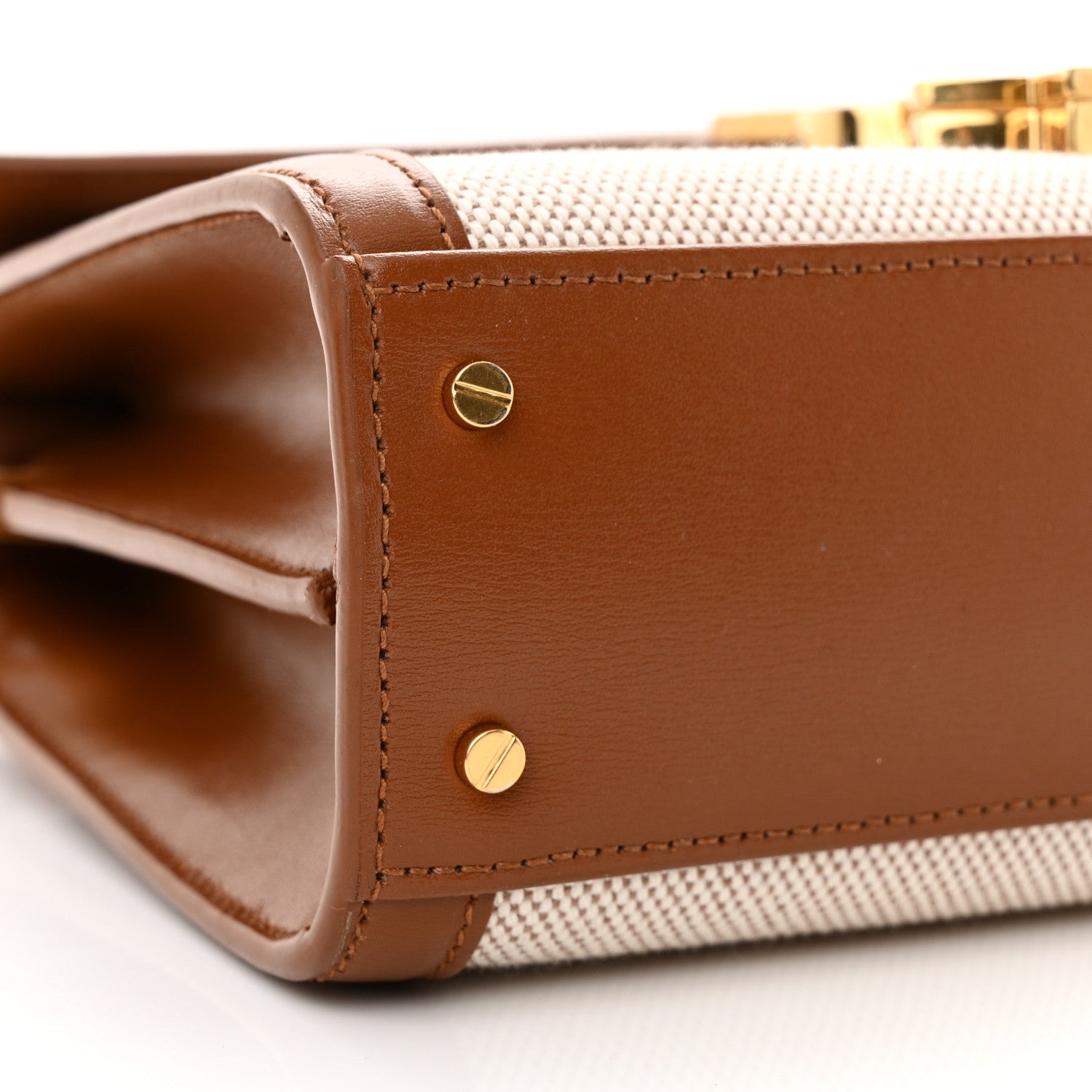 Saint Laurent Canvas Calfskin Mini Classic Monogram Cassandra Top Handle Tan Natural 8 of 11