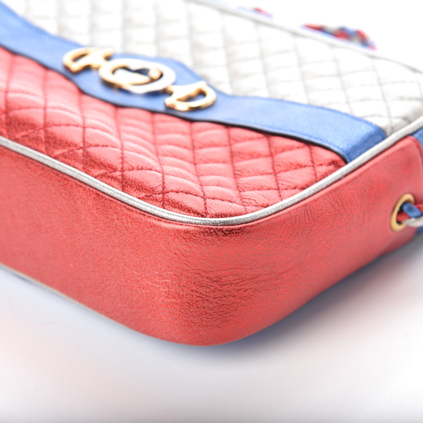 Laminated Nappa Trapuntata Small Zumi Shoulder Bag Rosso Marine Argento