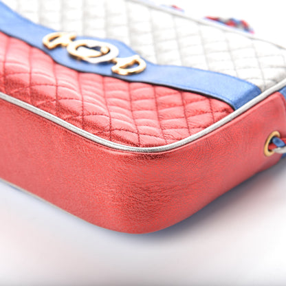 Gucci Laminated Nappa Trapuntata Small Zumi Shoulder Bag Rosso Marine Argento 9 of 9