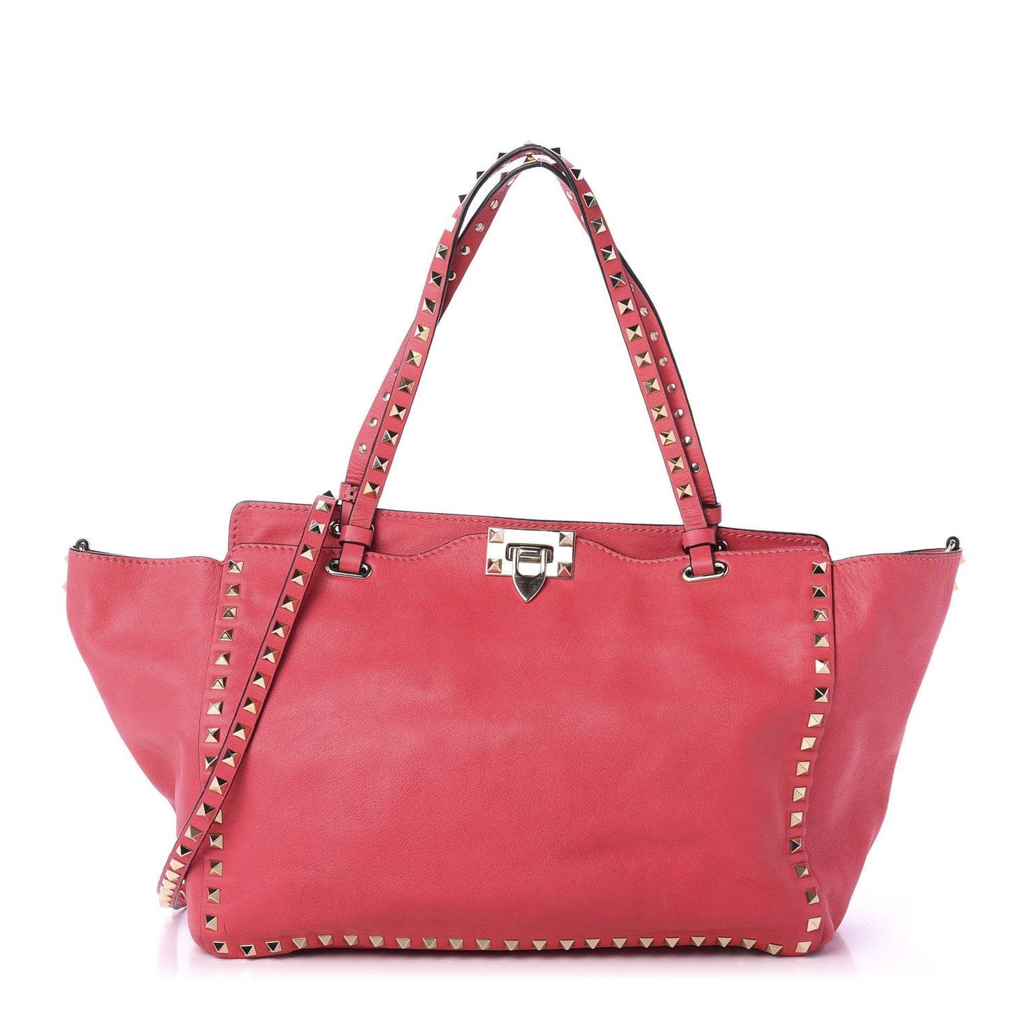 Vitello Medium Rockstud Tote Deep Rose