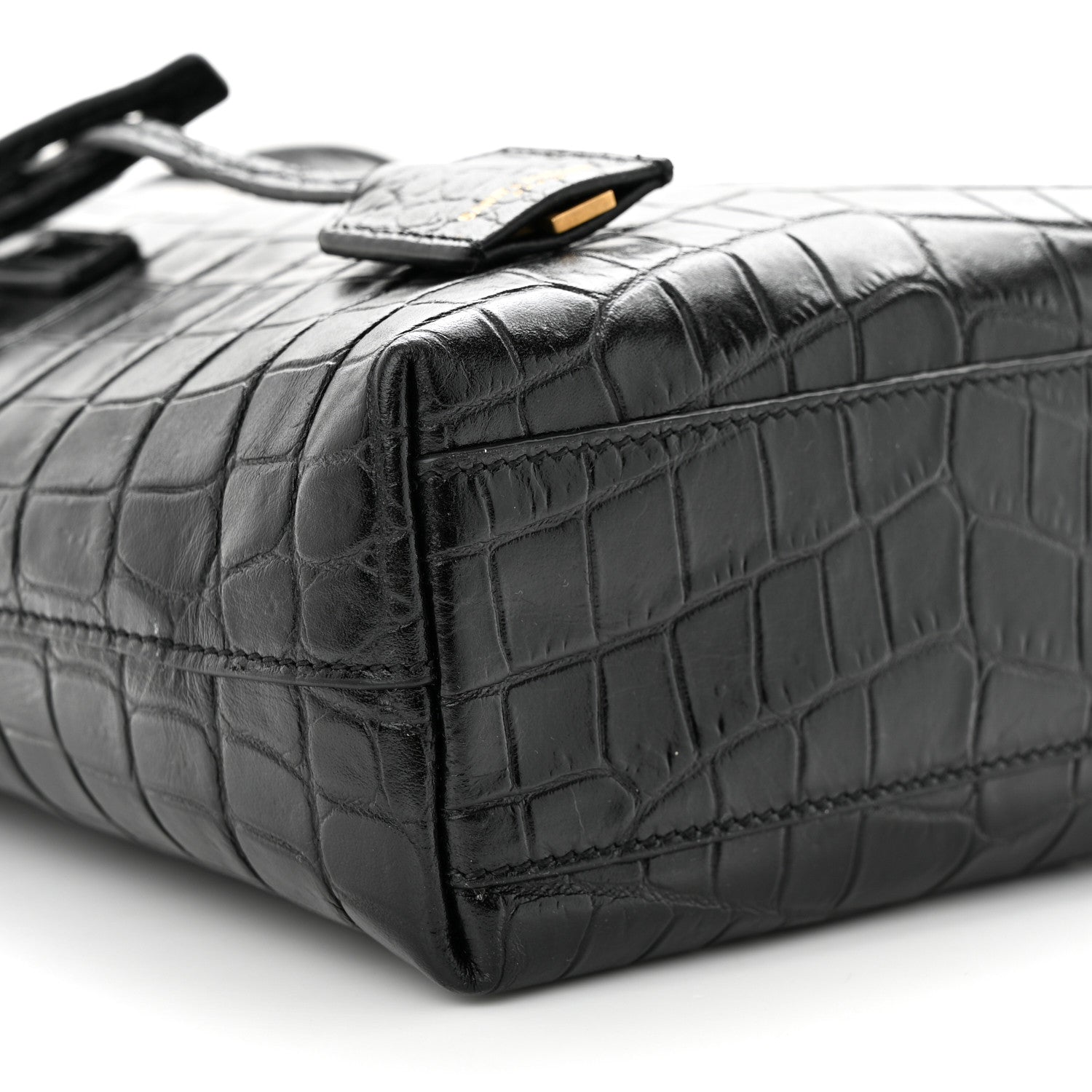 Saint Laurent Calfskin Crocodile Embossed Paris Mini Toy Shopper Tote Black 9 of 10