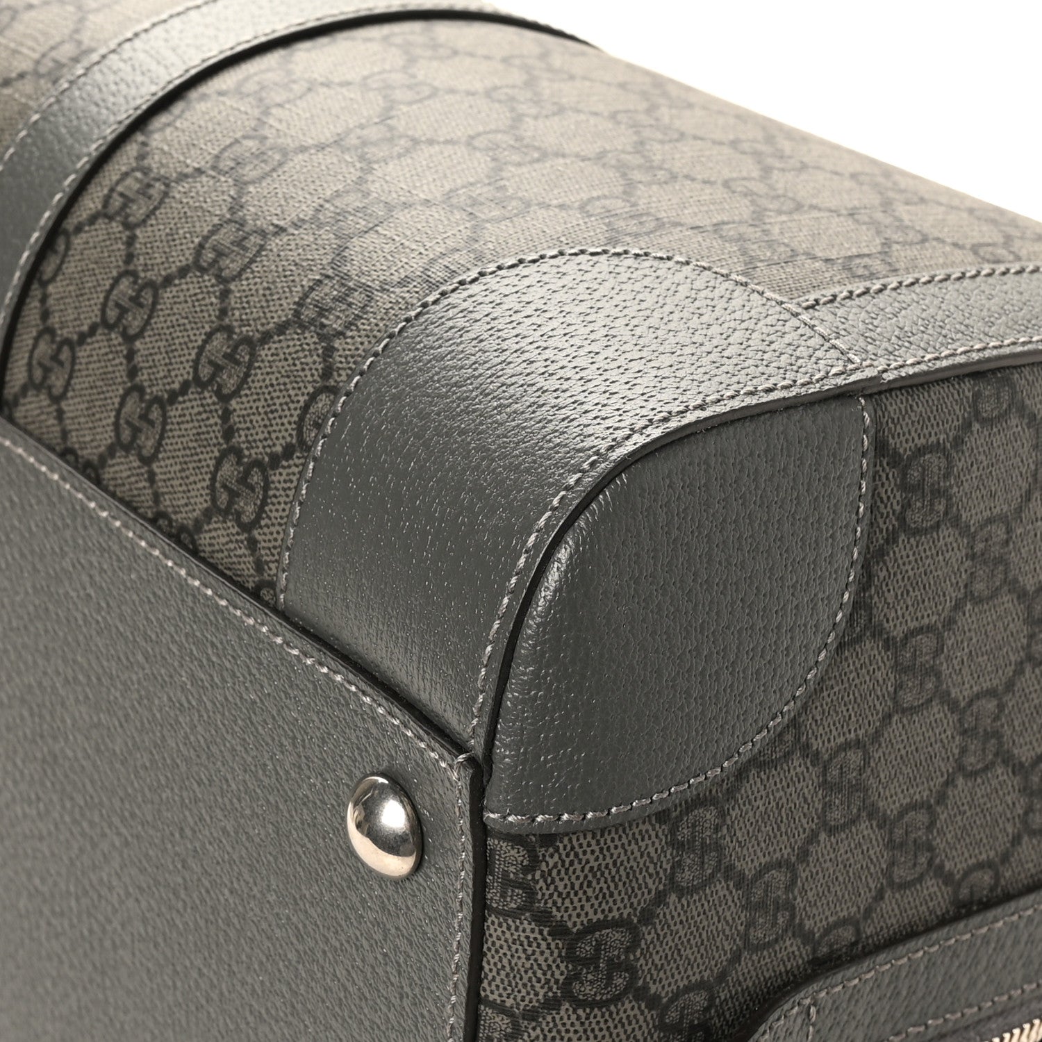 Gucci GG Supreme Monogram Textured Dollar Calfskin Medium Savoy Duffle Bag Grey Black Graphite Grey 9 of 11