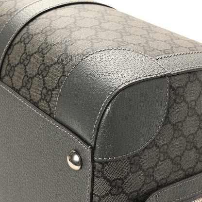Gucci GG Supreme Monogram Textured Dollar Calfskin Medium Savoy Duffle Bag Grey Black Graphite Grey 9 of 11