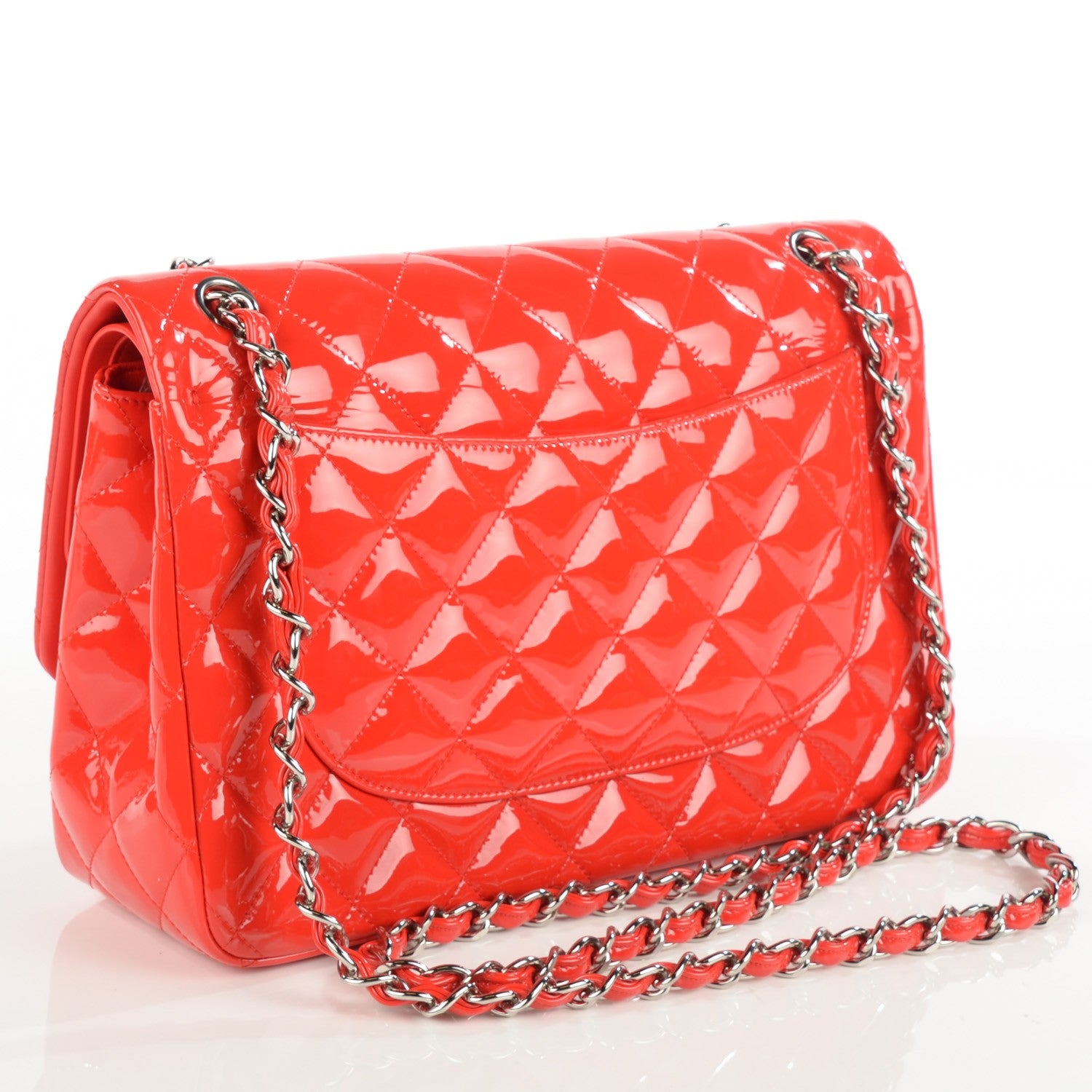 Chanel Patent Quilted Jumbo Double Flap Red 5 of 10