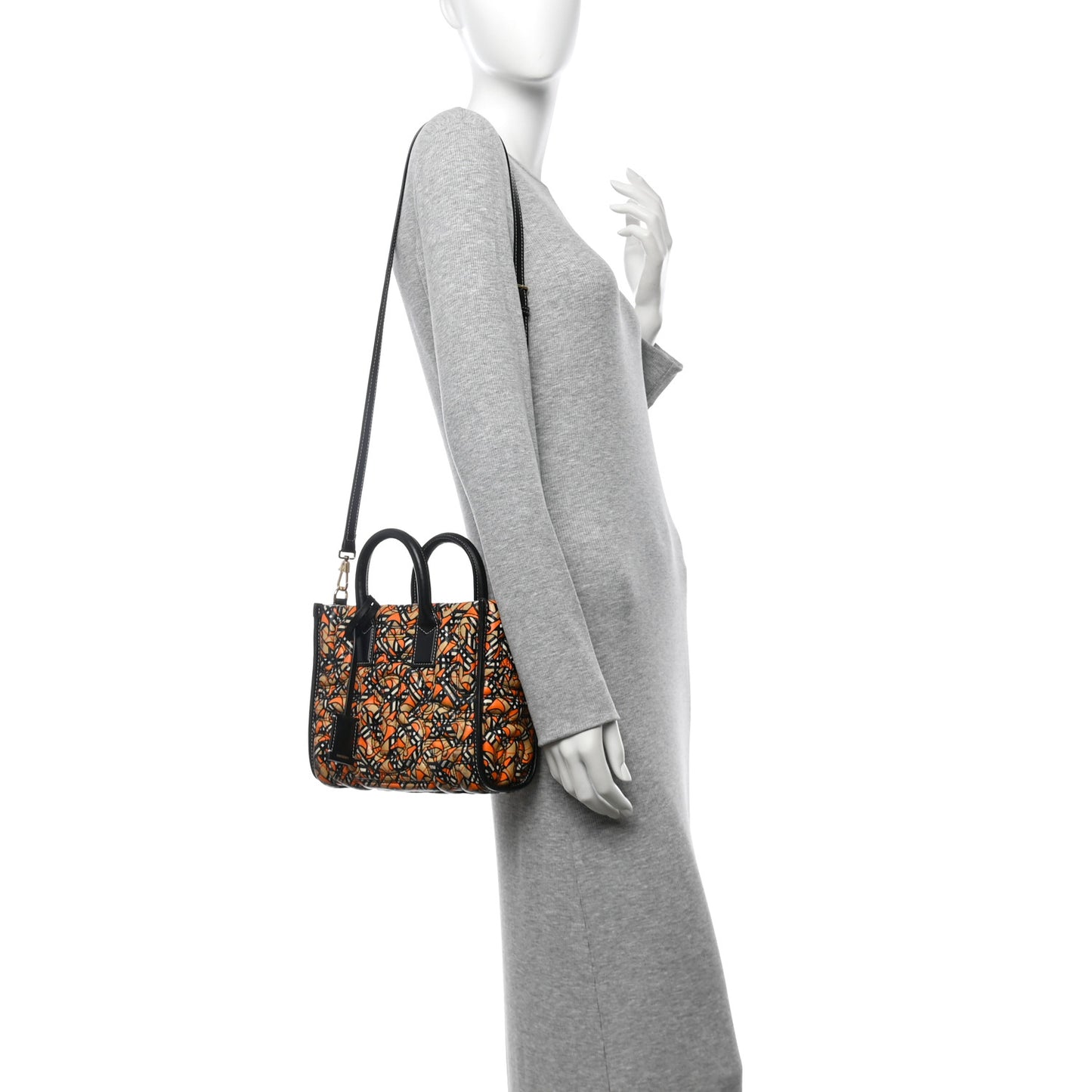 Lambskin Quilted Printed TB Heritage Check Mini Freya Tote Orange