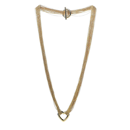 Tiffany 18K Yellow Gold Heart Mesh Toggle Necklace 3 of 6