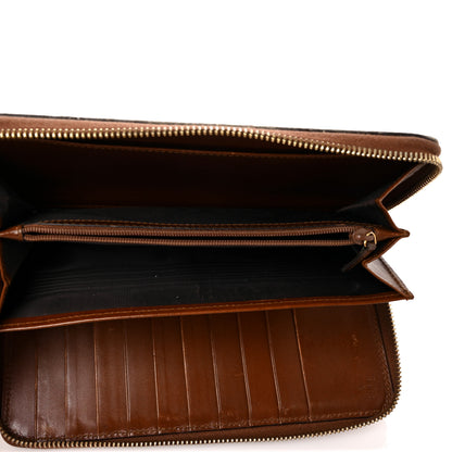 Gucci GG Supreme Monogram Cuoio Toscano Zip Around Organizer Wallet Beige Ebony Cuir 6 of 10