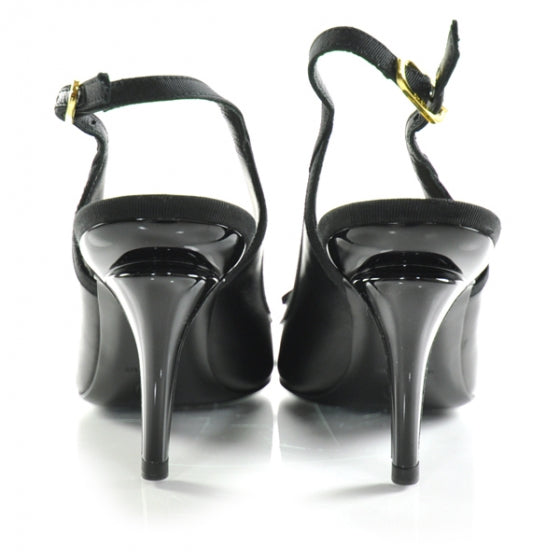 Chanel CC Bow Slingback Pumps 38 Black 3 of 10