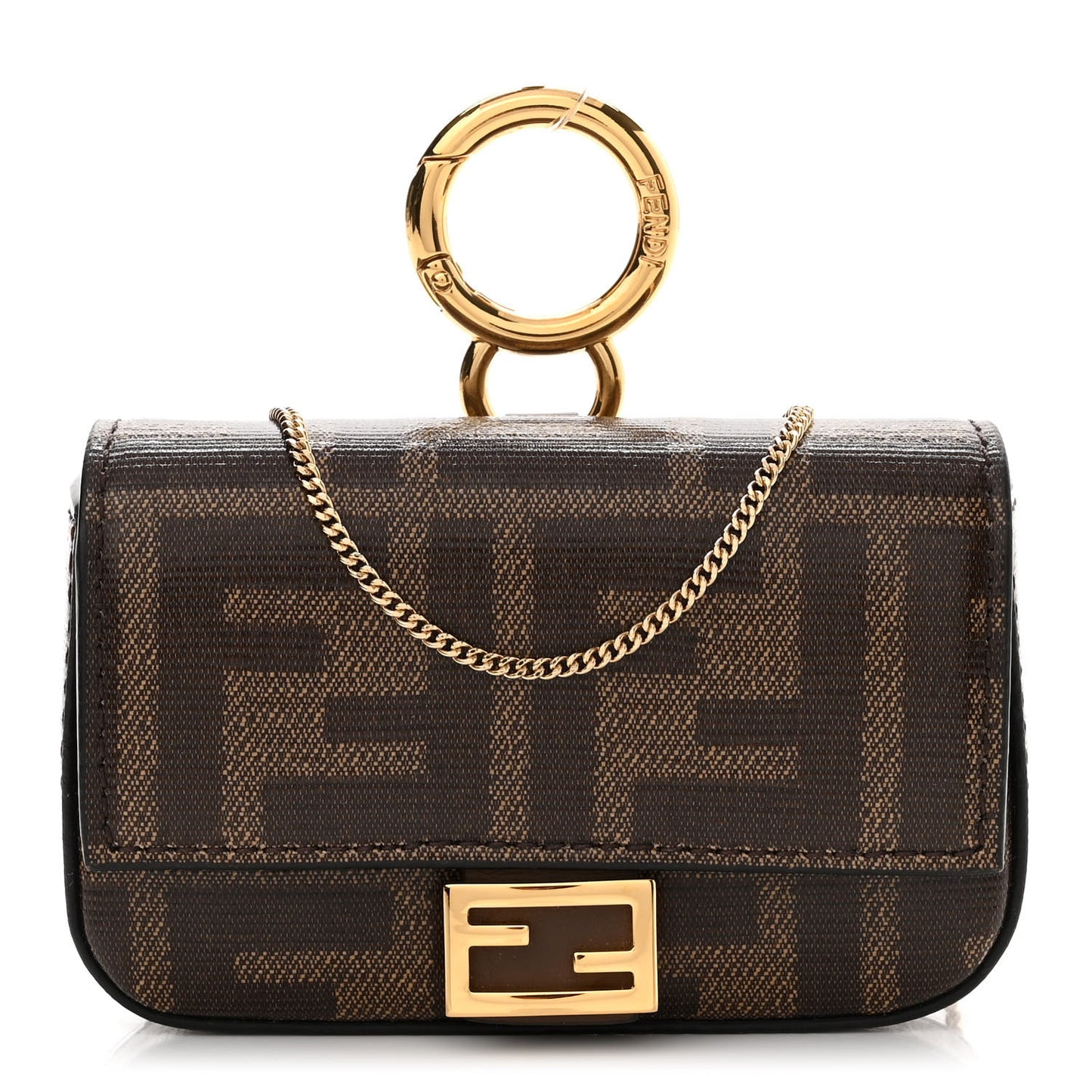 Glazed Fabric FF 1974 Nano Baguette Charm Mogano Panna