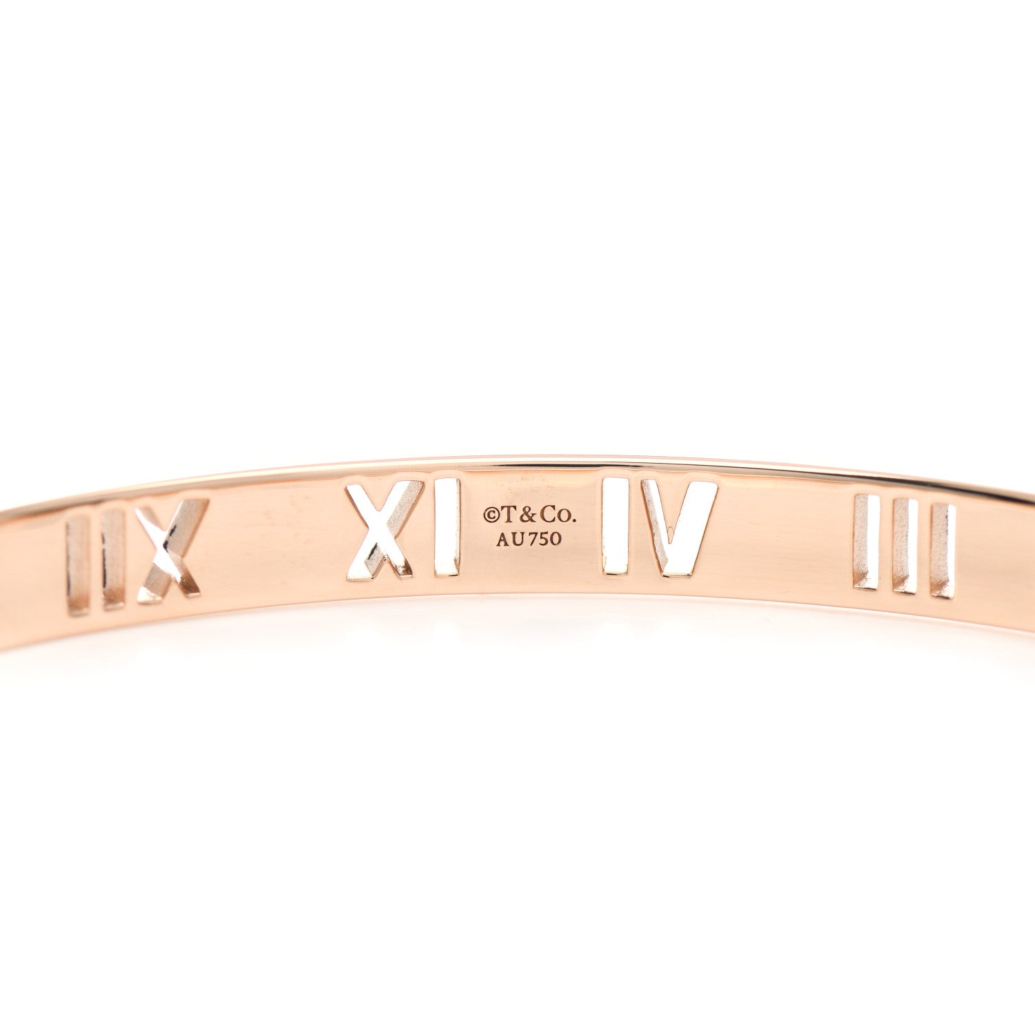 Tiffany 18K Rose Gold Diamond Atlas Pierced Hinged Bangle Bracelet 4 of 5