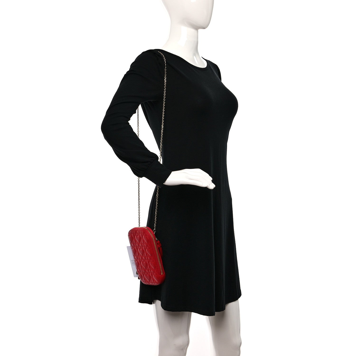 Christian Dior Lambskin Cannage Dioramour Lady Dior Phone Holder Bright Red 2 of 10