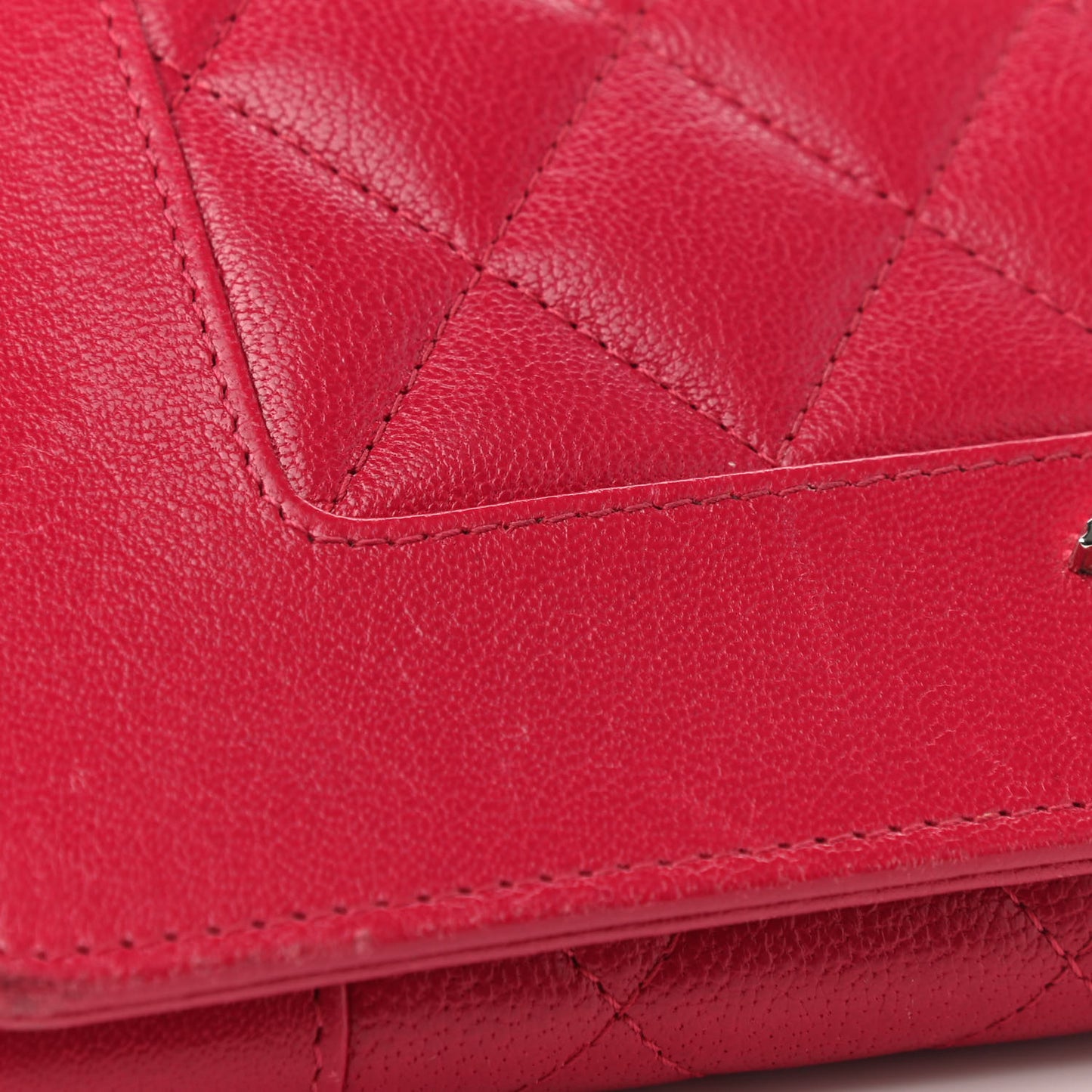 Sheepskin Quilted Mademoiselle Vintage Flap Wallet Dark Pink