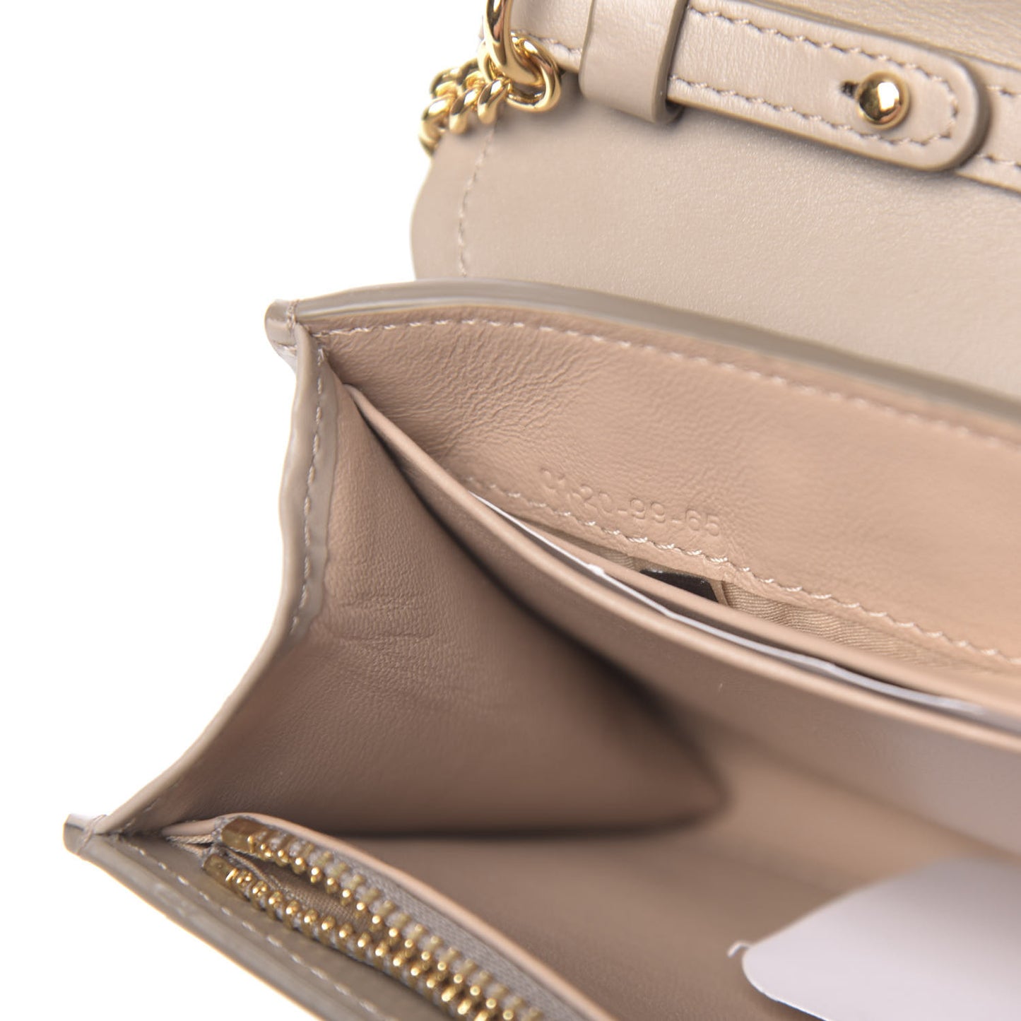 Grained Calfskin Aby Chain Wallet Motty Grey