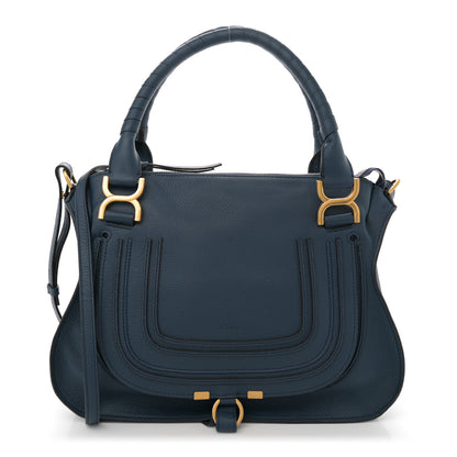 Chloe Calfskin Braided Medium Marcie Double Carry Navy 1 of 10