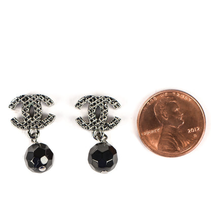 Chanel CC Bead Drop Earrings Black 2 of 6