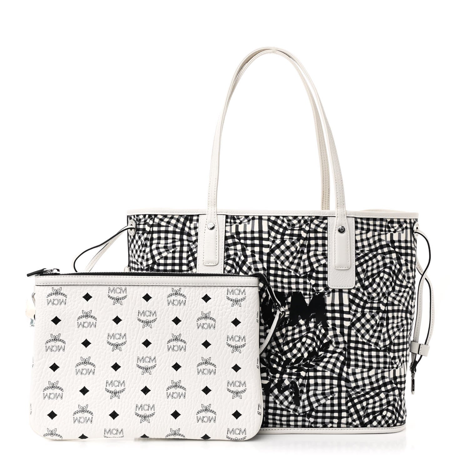 MCM Visetos Medium Liz Reversible Shopper Tote White 6 of 22