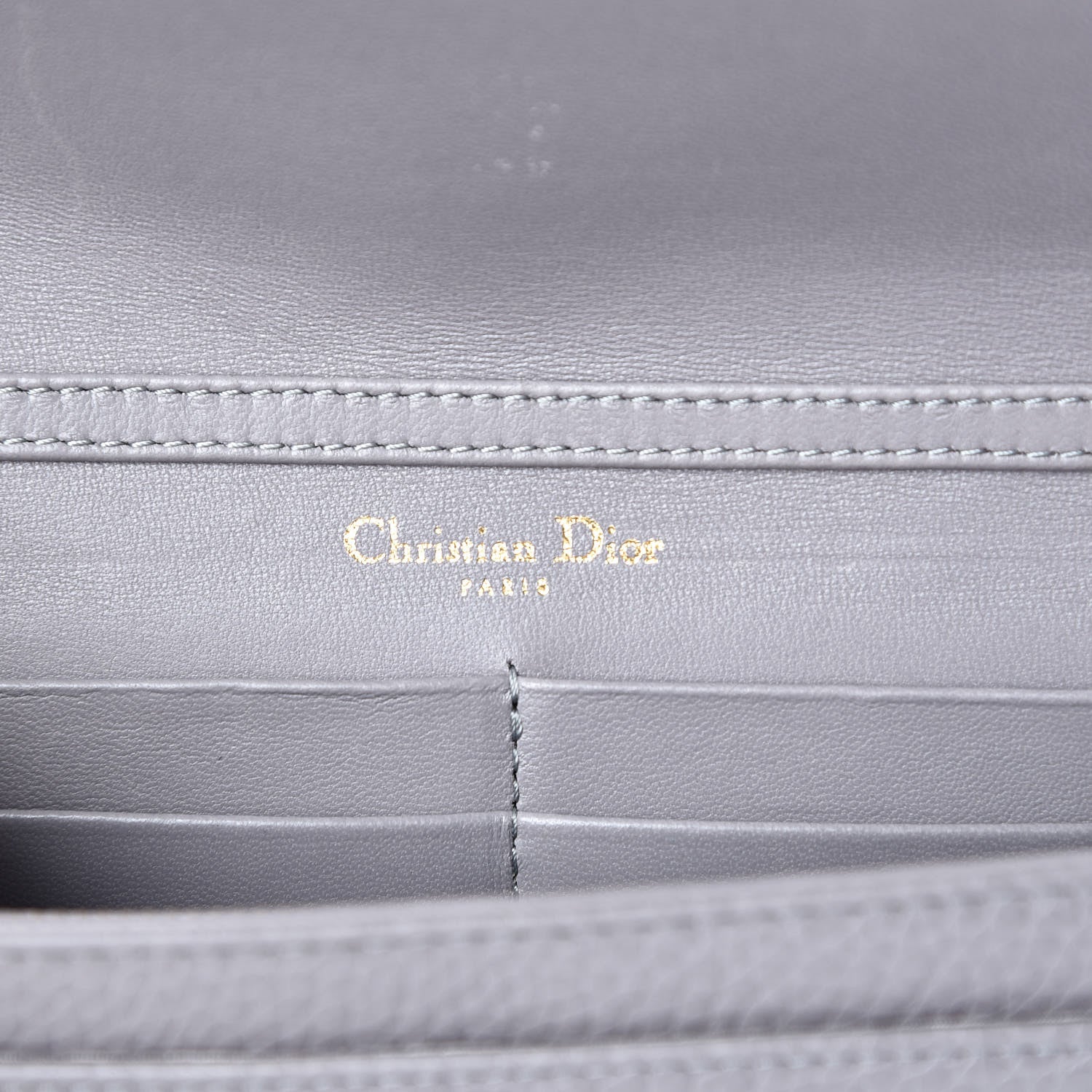 Christian Dior Grained Calfskin Diorama Wallet on Chain Pouch Gris 6 of 9