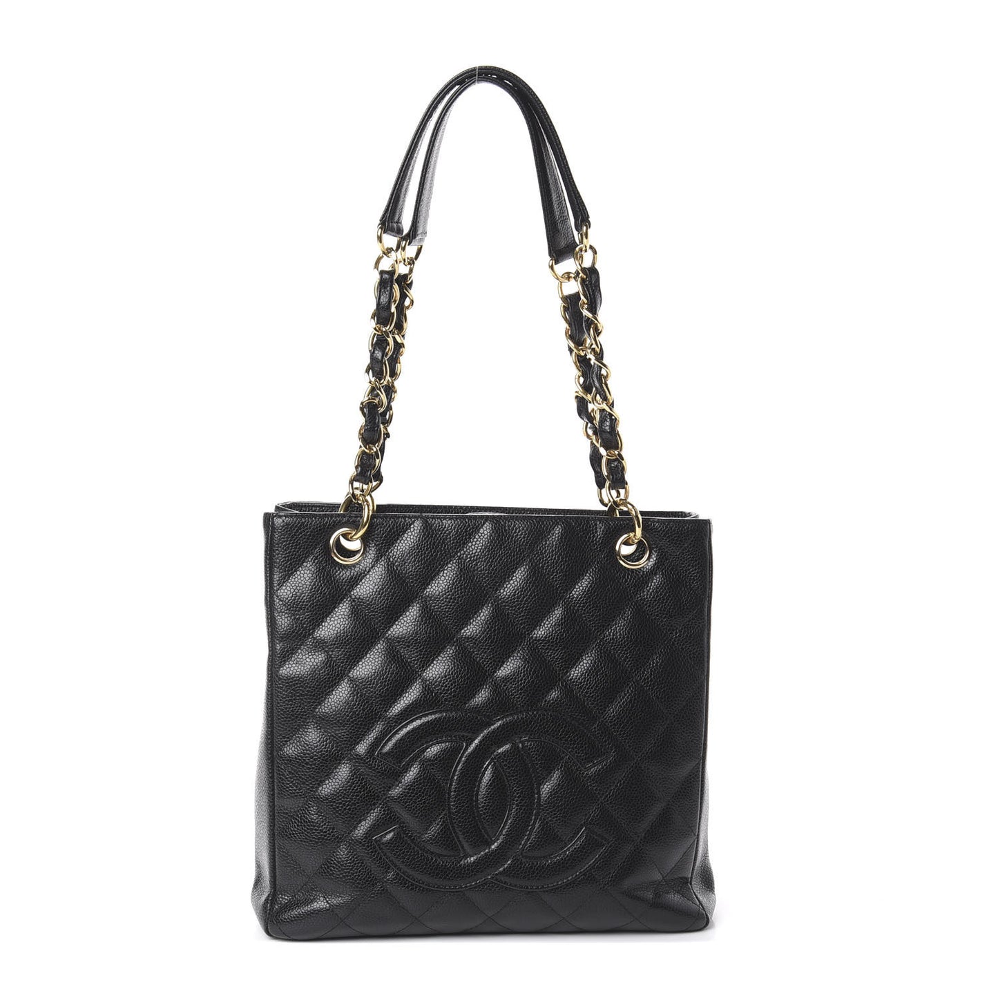 Caviar Quilted Petit Shopping Tote PST Black