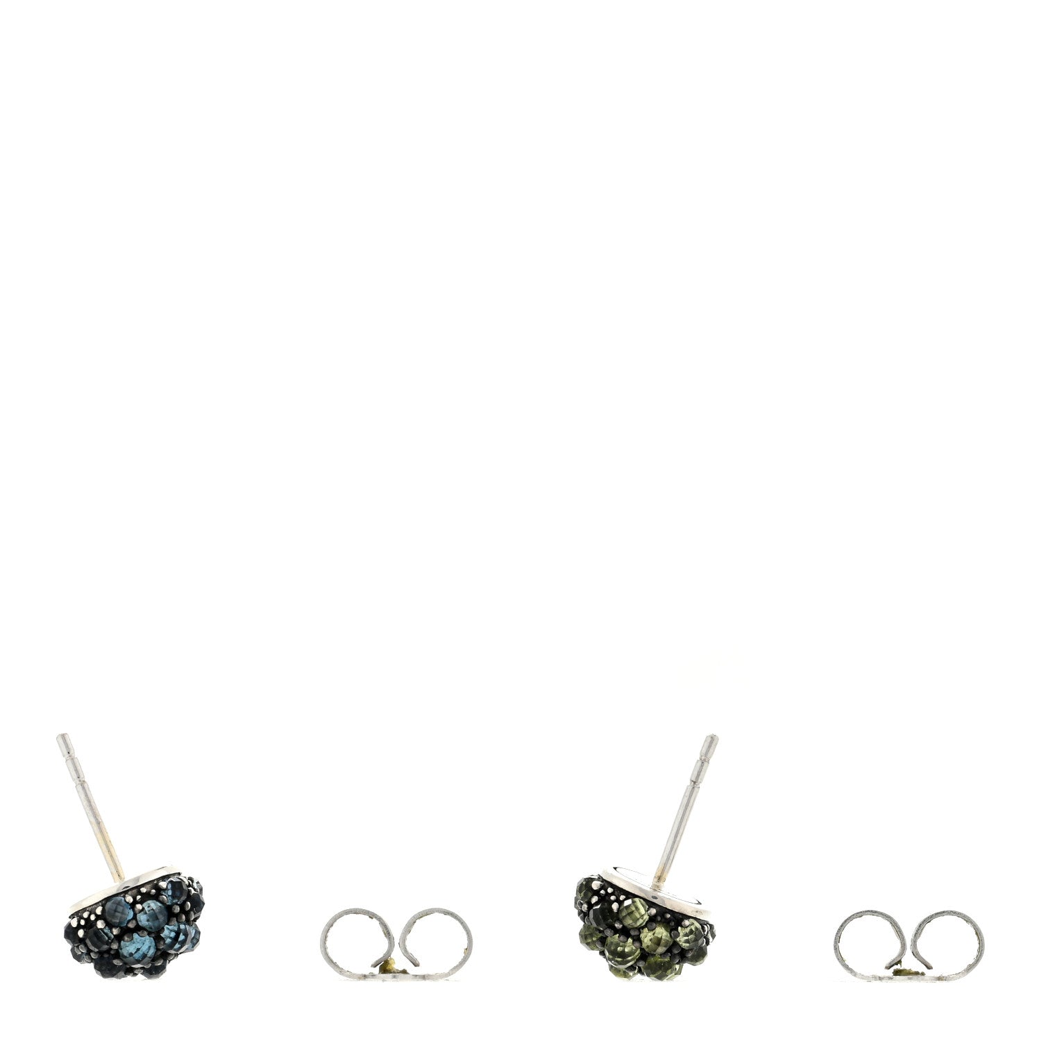 David Yurman Sterling Silver Peridot Blue Topaz Cable Berries Earrings 3 of 4