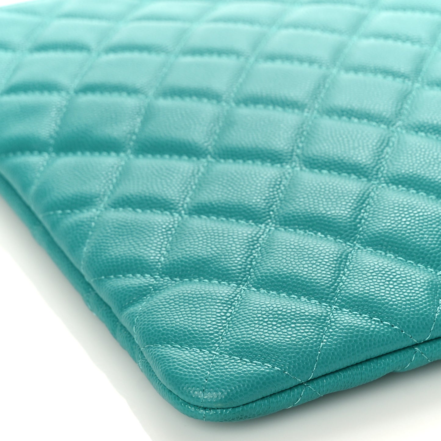 Caviar Quilted Large Cosmetic Case Turquoise