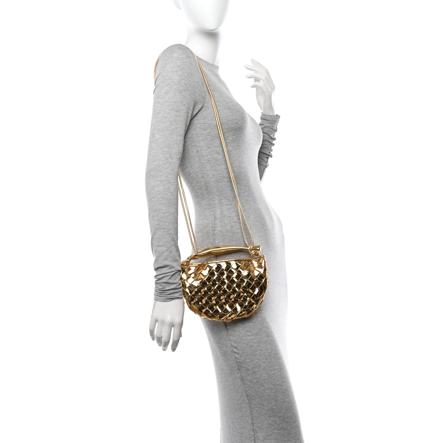Bottega Veneta Mirror Laminated Nappa Intrecciato Mini Sardine Bag Gold 2 of 10