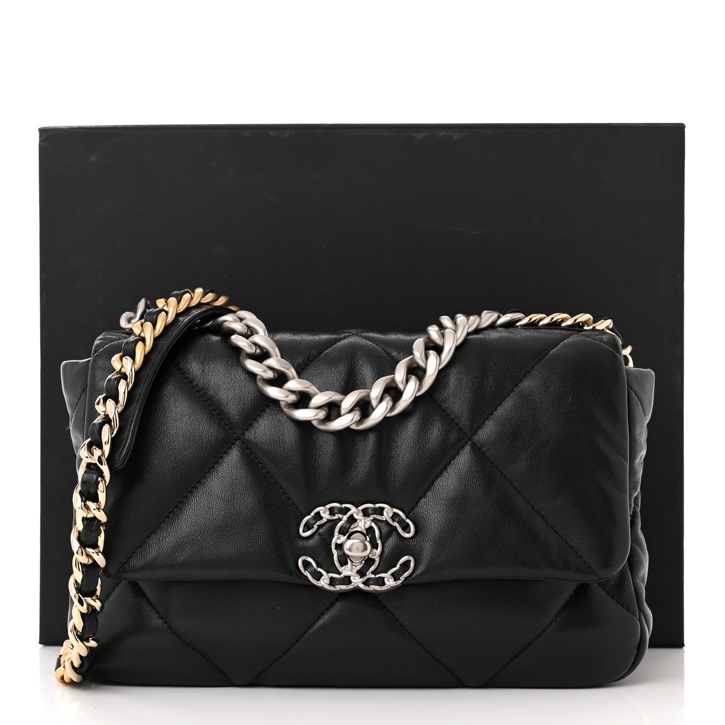 Lambskin Quilted Medium Chanel 19 Flap Black