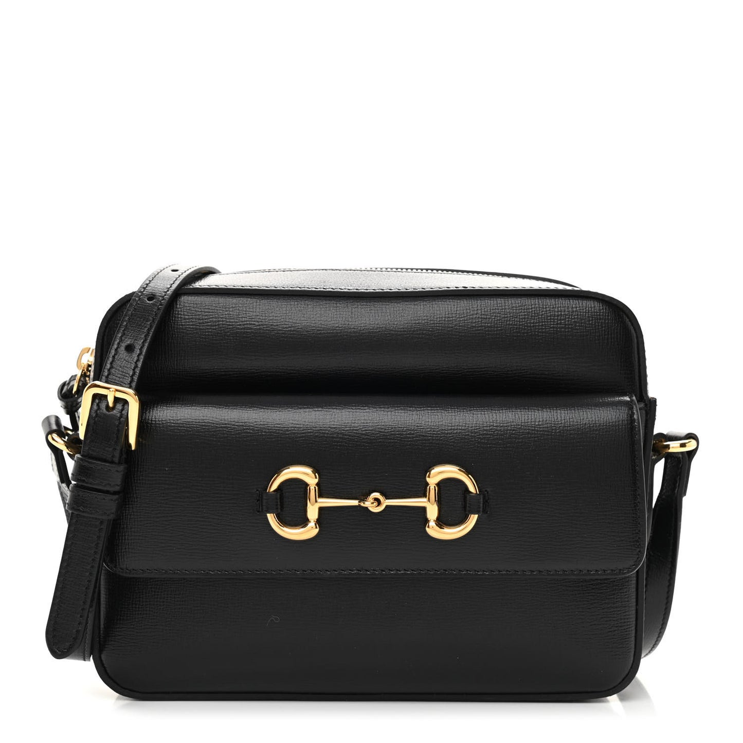 Textured Calfskin Small Horsebit 1955 Shoulder Bag Black