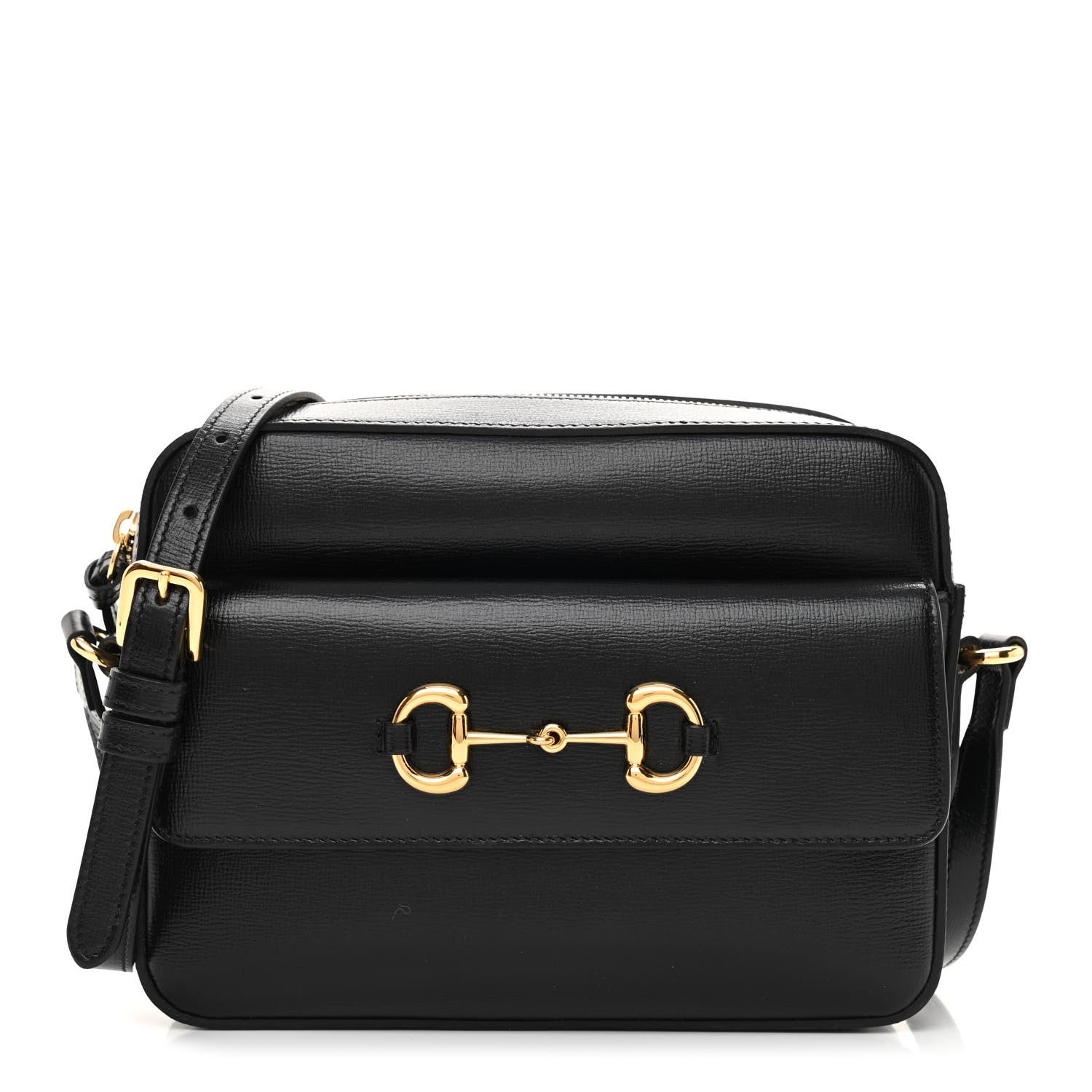 Gucci Textured Calfskin Small Horsebit 1955 Shoulder Bag Black 1 of 8