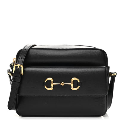 Gucci Textured Calfskin Small Horsebit 1955 Shoulder Bag Black 1 of 8