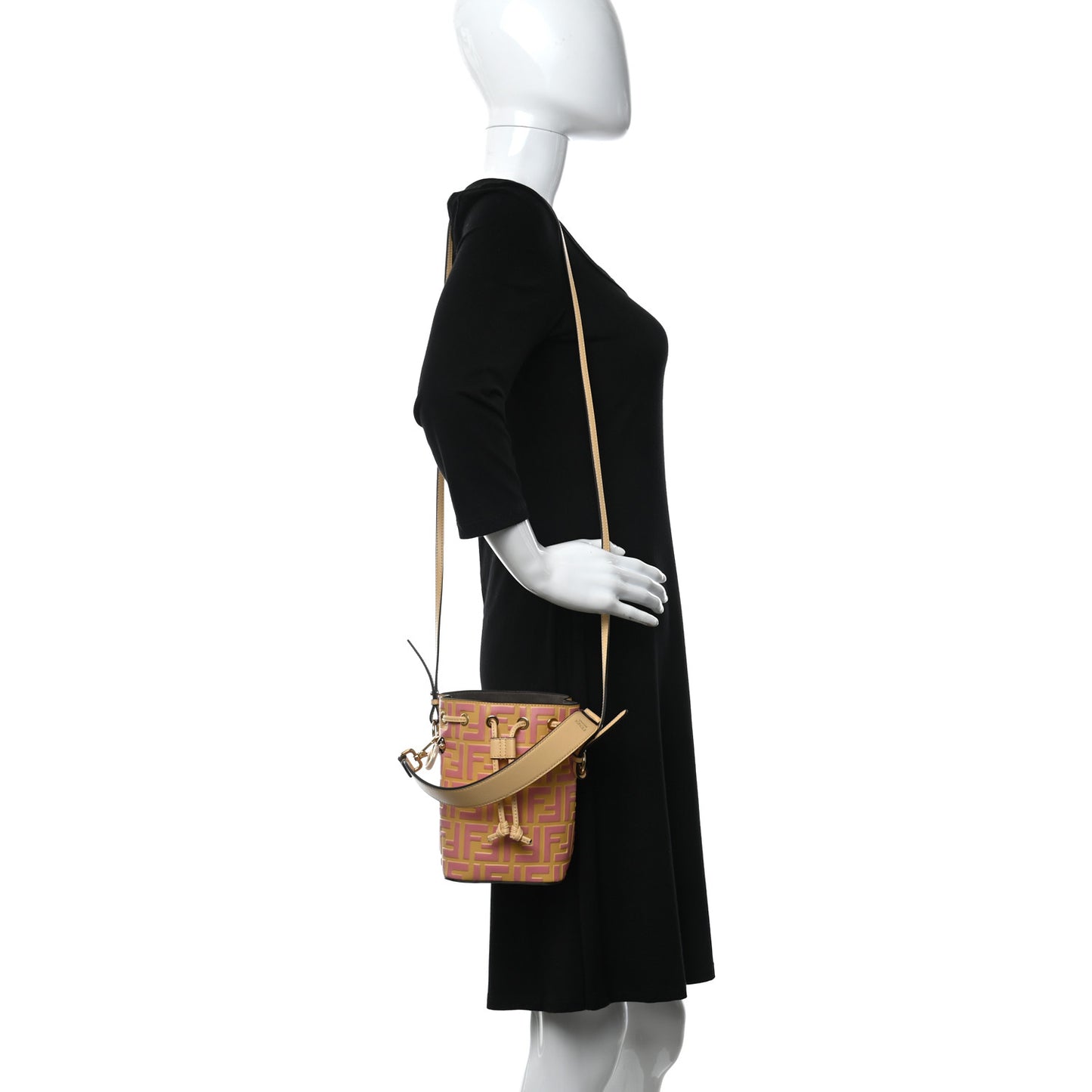 Vitello Liberty F is Fendi Bi-Color FF 1974 Embossed Mini Mon Tresor Bucket Bag Savana Lollypop