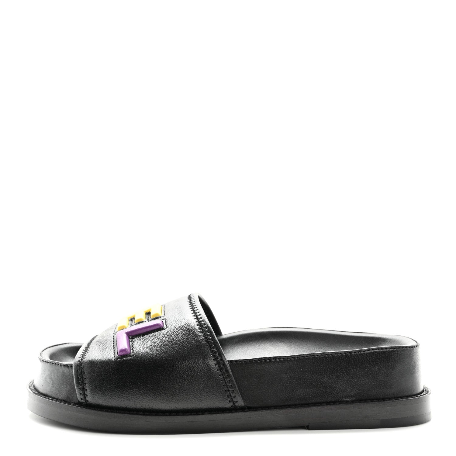 Chanel Lambskin Cha-Nel Mule Sandals 35 Black Multicolor 1 of 10