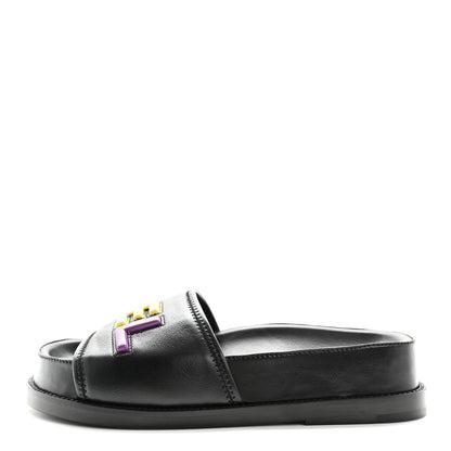 Chanel Lambskin Cha-Nel Mule Sandals 35 Black Multicolor 1 of 10
