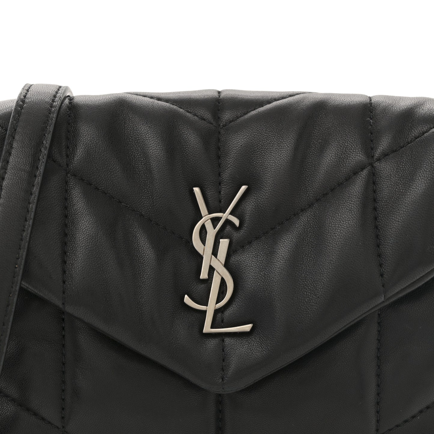 Lambskin Quilted Toy Loulou Puffer Monogram Chain Satchel Black