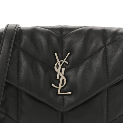 Saint Laurent Lambskin Quilted Toy Loulou Puffer Monogram Chain Satchel Black 8 of 12
