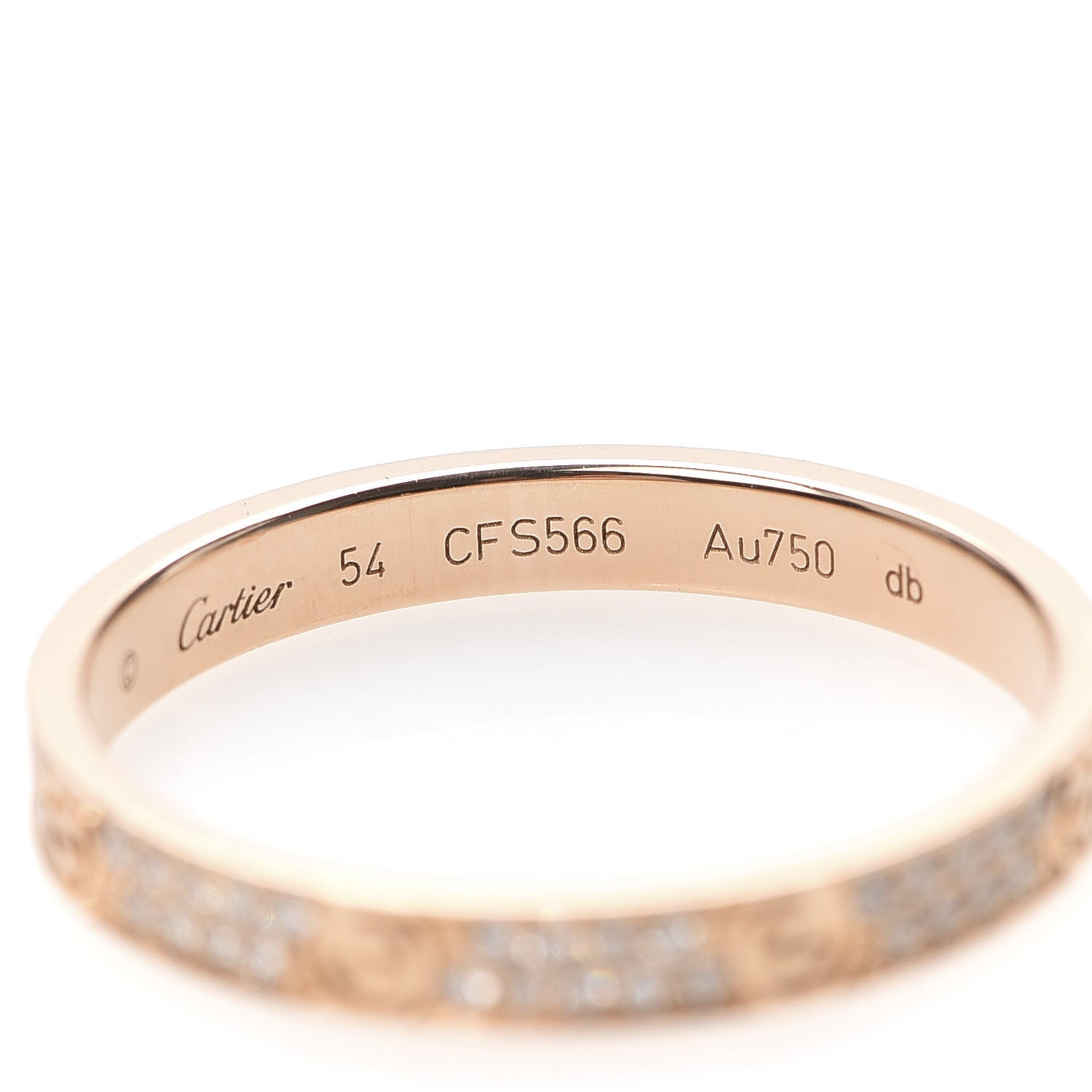 Cartier 18K Pink Gold Diamond 2.6mm LOVE Paved Band Ring 54 6.75 5 of 7