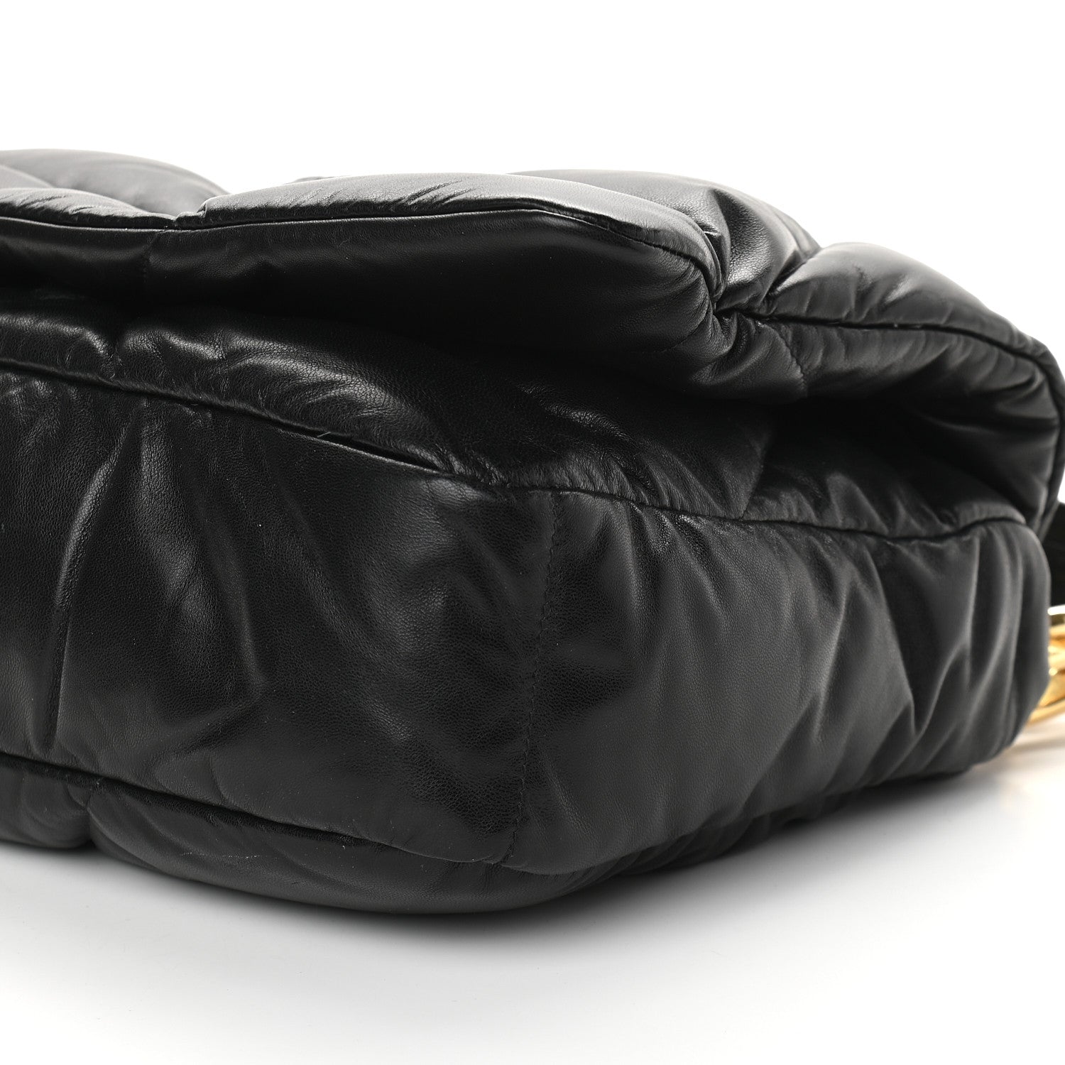 Prada Nappa Soft Padded Logo Embossed Triangle Quilted Shoulder Bag Black 8 of 8