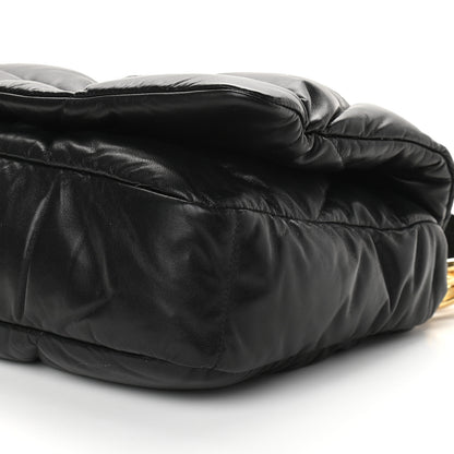 Prada Nappa Soft Padded Logo Embossed Triangle Quilted Shoulder Bag Black 8 of 8