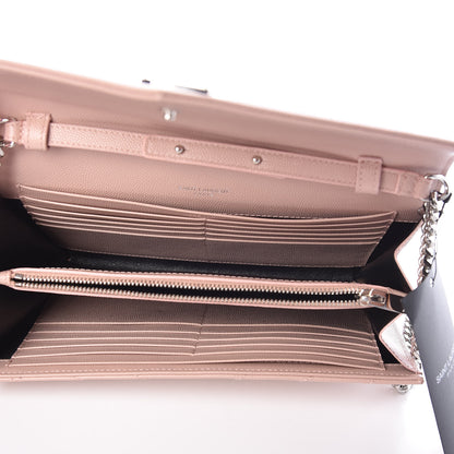 Saint Laurent Grain De Poudre Matelasse Chevron Monogram Chain Wallet Pale Pink 7 of 9
