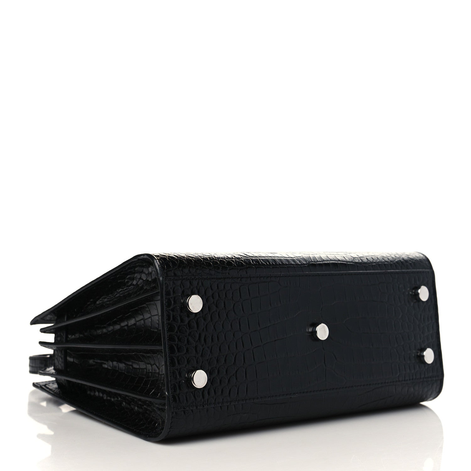 Saint Laurent Calfskin Crocodile Embossed Baby Sac De Jour Black 5 of 8