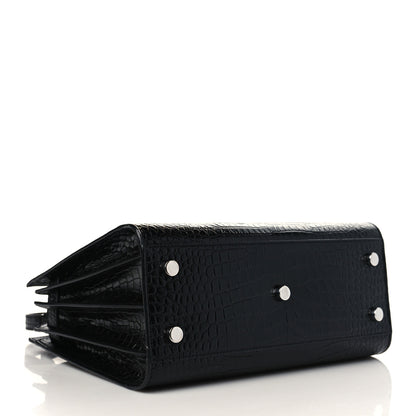 Saint Laurent Calfskin Crocodile Embossed Baby Sac De Jour Black 5 of 8