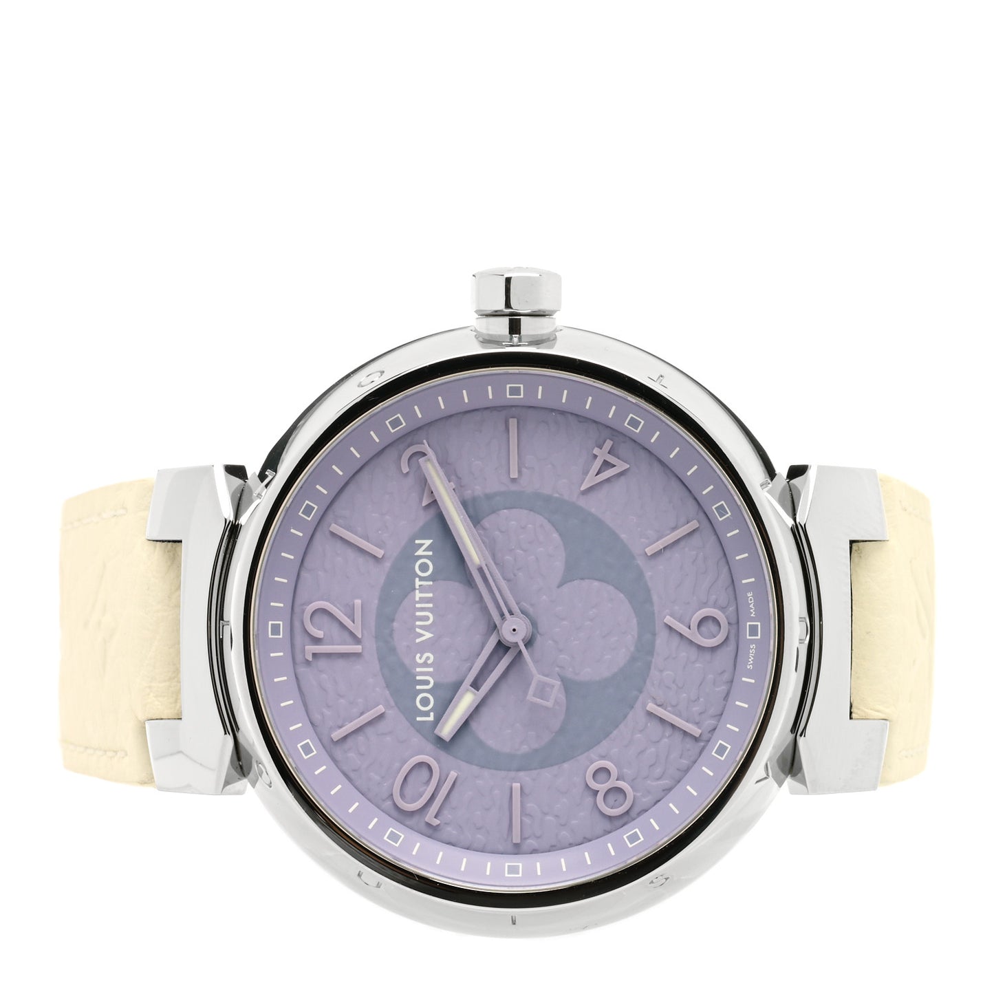 Stainless Steel Monogram 41mm Tambour Quartz Watch Lilac