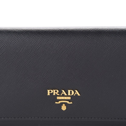Prada Saffiano Metal Continental Flap Wallet Black 9 of 10