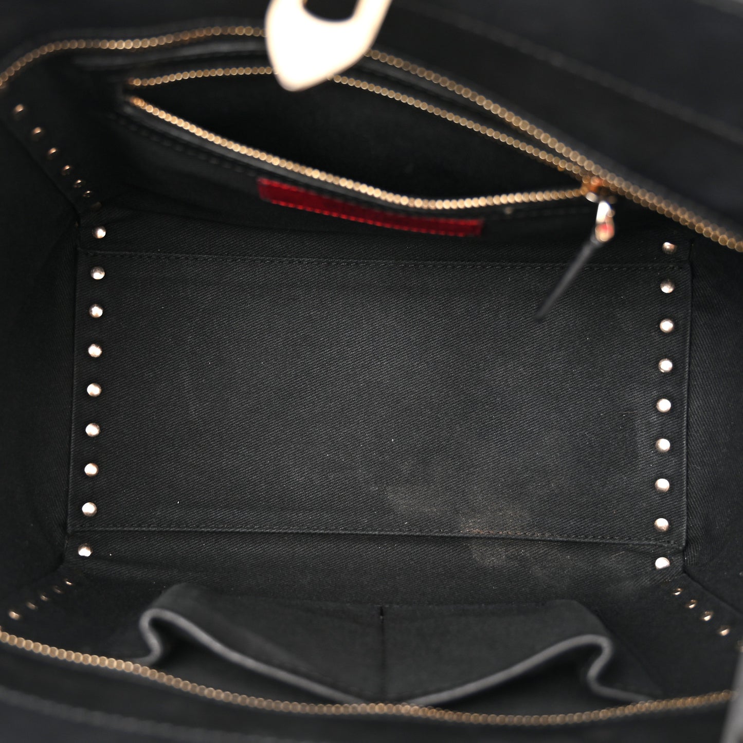 Vitello Small Rockstud Double Handle Tote Black