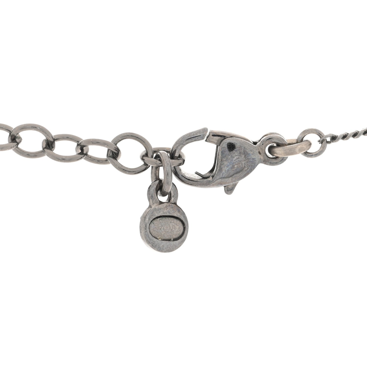 Chanel Iridescent Enamel Bead Pearl CC Drop Necklace Black Silver 4 of 4