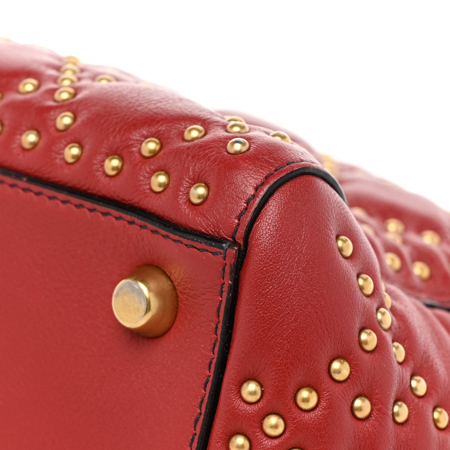 Christian Dior Calfskin Cannage Studded Medium Supple Lady Dior Red 9 of 15