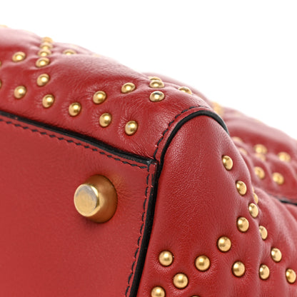 Christian Dior Calfskin Cannage Studded Medium Supple Lady Dior Red 9 of 15